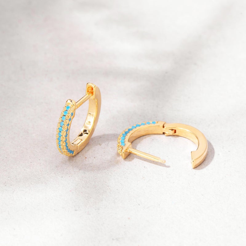 FETTERO Gold Huggie Hoop Earrings for Women Gold Plated Dainty Hypoallergenic Earrings Colorful Stone CZ Earrings Jewelry - Image 5
